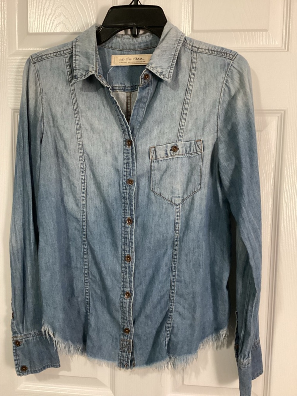 Free People Light Blue Denim Button-Down Shirt